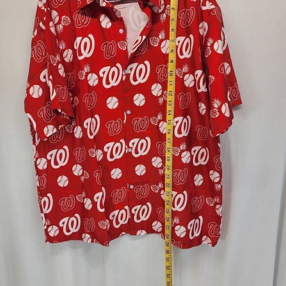 Masn mens Washington Nationals Button up Shirt red white size L - Picture 2 of 8